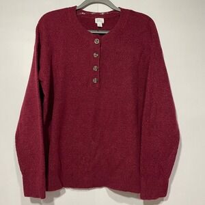 Stars above maroon burgundy 1/4 button long sleeve sweater size‎ Large